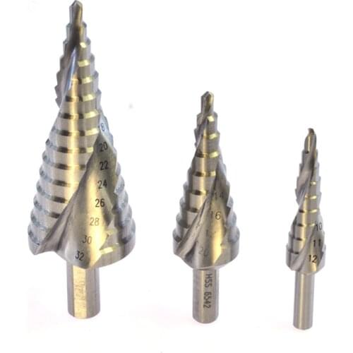 HSS M2/Din 1.3343 Spiral Step Cone Drill for Stainless Drilling 4-12mm 4-20mm 4-32mm Metric Spiral Flute Step Drill Bit
