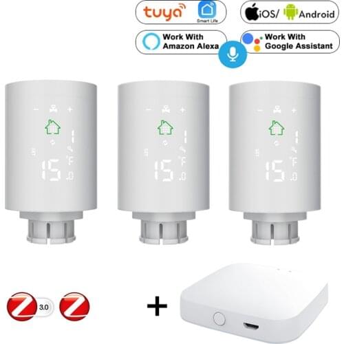 Tuya ZigBee Smart Actuator Programmable Thermostatic Radiator Valve Temperature Alexa and Google Assistant voice control home