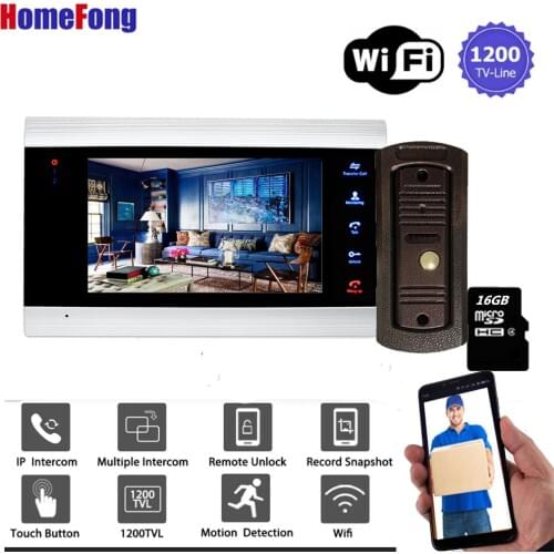 Homefong 7 Inch Smart Wifi Video Doorbell Intercom System Wireless Video Door Phone 1200TVL Motion Detection Unlock