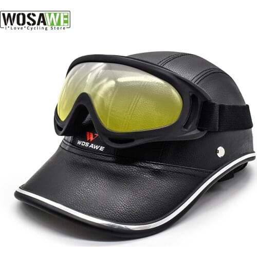 WOSAWE Bicycle mtb Helmet Retro Personality Helmet Half-helmet Summer Pedal Motorcycle Cruiser Leather Helmet Moto Protect Gear