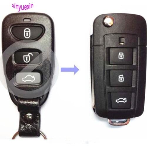 Xinyuexin Flip Remote Car Key Shell FOB Case For Hyundai Sonta Ef 3 Buttons Folding Remote Car Key Replacement Case FOB Shell
