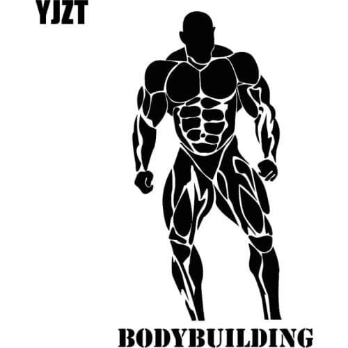 YJZT 9.7CM*16.8CM Bodybuilding Muscle Man Fitness Fashion Car Sticker Vinyl Car-Styling Black/Silver C31-0033