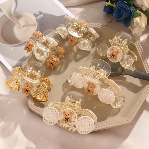 Fashion Transparent Acrylic Bear Hair Claw Hair Clip Female Sweet and Cute Back Head Hair Claw Headdress Girl Hair Accessories