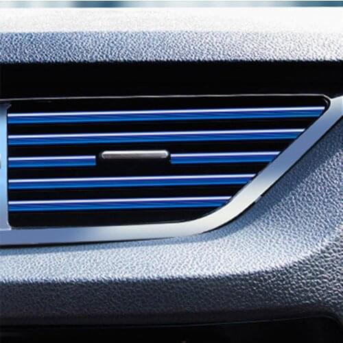 10Pcs Car Air Vent Decoration Strip Conditioner Ornament Sticker Auto Accessory