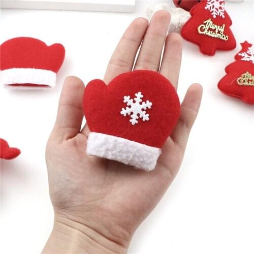 10pcs Fabric Christmas Mini Doll Accessories Santa Claus Snowman Glove DIY Handmade Headdress Mobile Phone Shell DIY Material