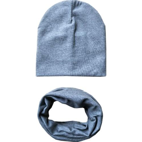 2PC/set Cotton Children Hat Scarf Set Kids Neckerchief O Ring Collar Children Cap Bufandas Autumn Winter Baby Scarf Hat Set