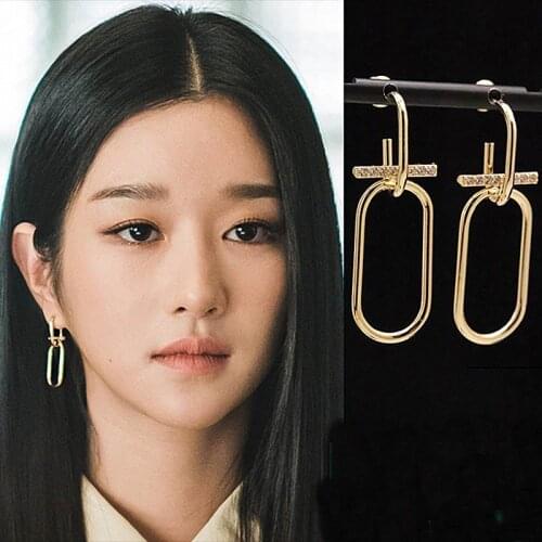 2020 Korean New TV Star Hot Sale Geometric U Shape Drop Earrings For Women Fashion Bijoux Pendientes