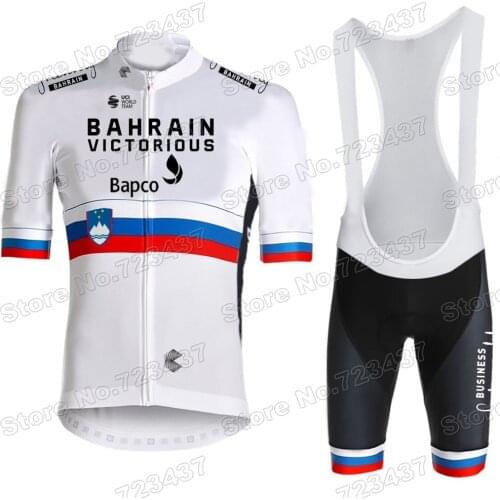 2021 Bahrain Victorious Cycling Jersey Set Slovenia Champion Cycling Clothing Summer Road Bike Shirts Suit Bicycle Bib Shorts