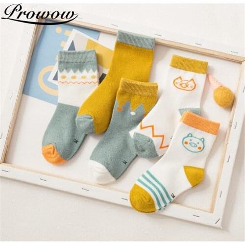 PROWOW New 5Pairs Toddler Baby Socks Summer Cotton Cartoon Thin Socks For Girl Newborn Infant Lovely Anti-Slip Socks For 0-9Y