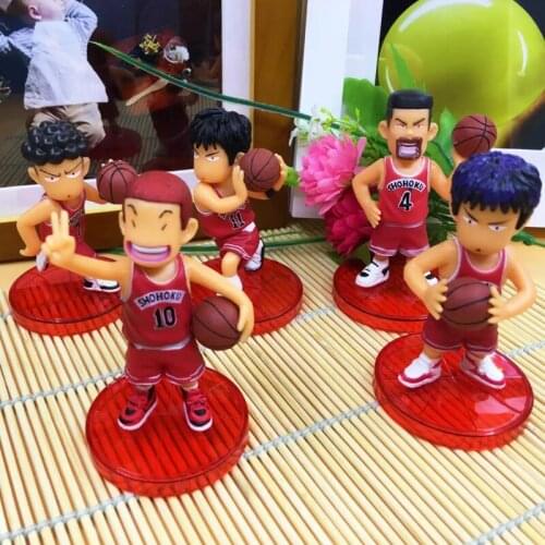 5pcs/lot Japanese Anime 8cm Slam Dunk PVC Action Figures Basketball Sakuragi Hanamichi Toys