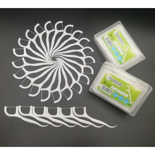 50pcs Dental Floss Interdental Brush Teeth Stick Tooth Thread Clean Teeth Whitning Elasticity Floss Oral Care Tools L Shape