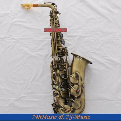 Antique Bronzy Eb Alto Saxophone High F# With-Abalone Buttons