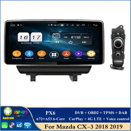 4gb+128gb PX6 10.25" Android 10 Car DVD Player for Mazda CX-3 CX 3 2018 2019 DSP Radio GPS Wifi Bluetooth 5.0 Easy Connect