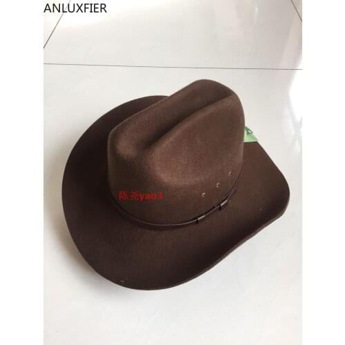 B-8132 Large Brim Fedora Wool Cap Adult Fashion Woolen Felt Jazz Hat Men Women Cowboy Caps Autumn Winter Trilby Jewish Hat