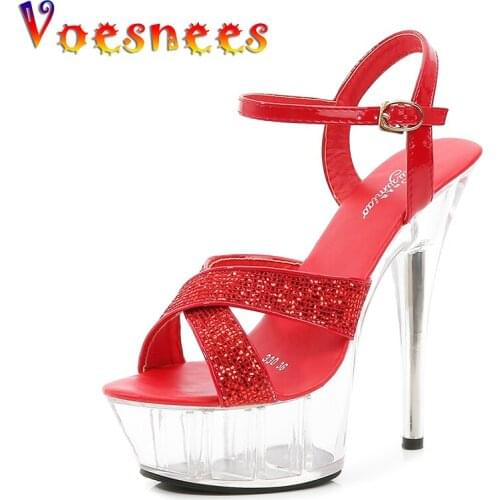 Voesnees Shoes Women Heels Sandals Summer Sexy Crystal Stiletto Heel Sandals Girl Open Toe Womens Sandals Heels Clear wedding
