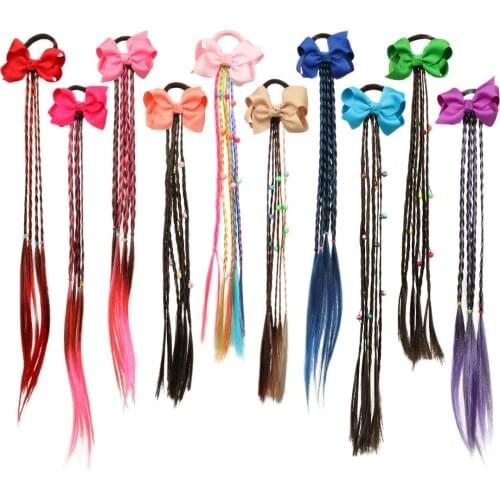 1PC Girls Unicorn Elastic Hair Band Twist Wig Headband Bohemian Braided Hair Ties for Kid Elastic Rubber Band Hair Accessories