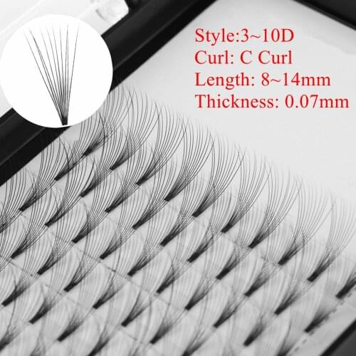 12 Lines C Curl 3D~10D Russian Premade Volume Fans Individual Eyelashes Extension Heat Bonded Eyelashes Makeup Tools Handmade