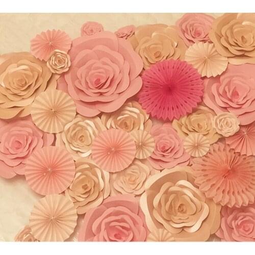 Artificial Large Rose Paper Flower DIY Half Made Paper Flower For Home Decoration Wedding Decor Background Wall Photography Prop