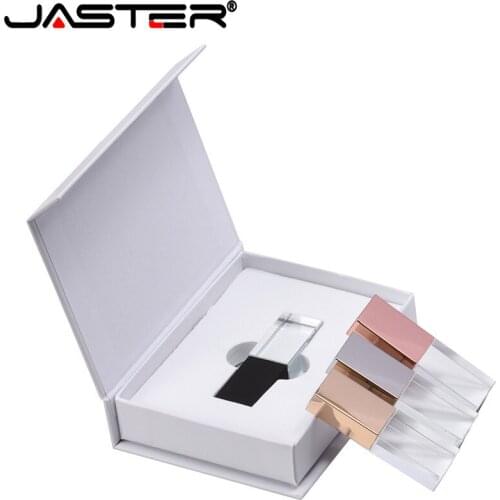 JASTER (10pieces free LOGO) new rose gold crystal gold usb with box usb 2.0 memory flash stick pen drive