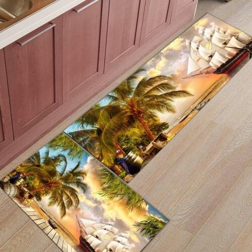 Beach forest coconut tree scenery home rug home carpet Kitchen mat Kitchen carpet Bathroom mat Balcony Doormat hallway carpet