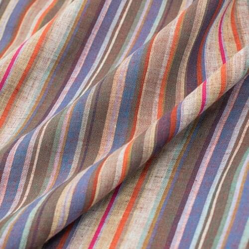 Red Stripes Pure Linen Fabric For Dress Pants Tissus Au MÈTre Telas Por Metro Ткань Для Шитья Tissu Tela Vestidos Sewing