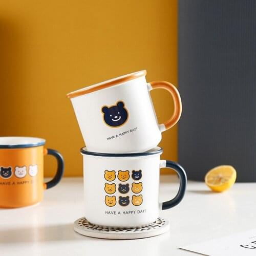 350ML Japanese Simple Bear Straight Mug Fashion Ceramic Cup Household Water Cup Matte Personalized Coffee Cup