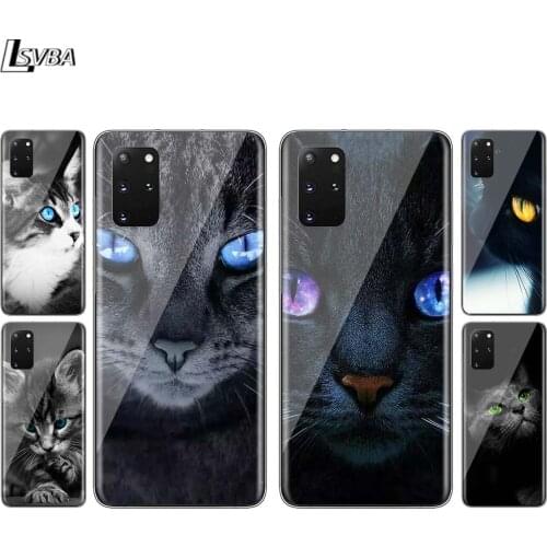 Cute Black Cat Staring Eyes For Samsung S20 FE Ultra Plus A91 A81 A71 A42 A51 5G UW A41 A31 A21 A21S A11 A01 Phone Case