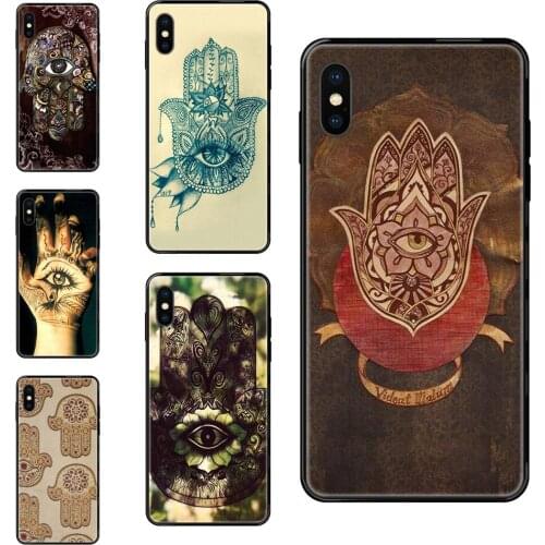Hamsa Evil Eye Guard Hand Henna Black Soft TPU Cases Capa Cover Loving For Huawei Honor 20 20I 20S 10 10I 6A 7A 7X 8C 8X 9 9A