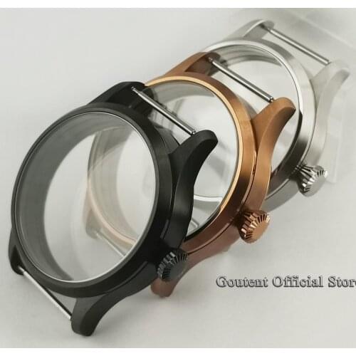 New Goutent 42mm Brushed Watch Case Sterile Steel Case Fit For ETA 6497,6498 Seagull ST3600 Movements Watch Parts