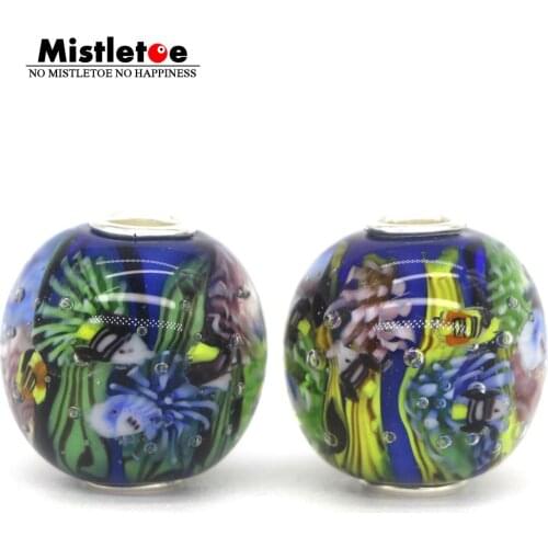 Mistletoe 925 Sterling Silver Colorful 3D Animals Fish Ocean Murano Glass Charm Bead Fit European Bracelet Women Jewelery