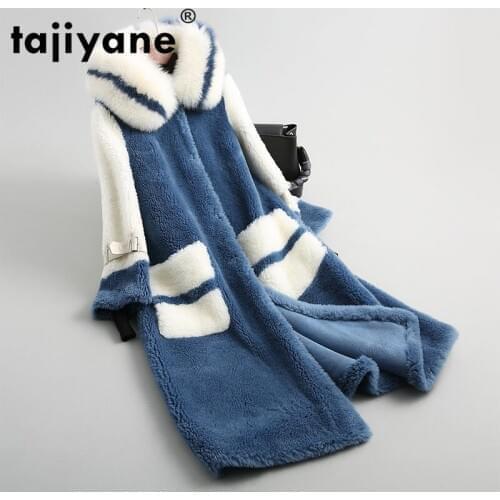 Real Fur Coat Fox Fur Collar Wool Jacket Autumn Winter Coat Women Clothes 2020 Streetwear Korean Vintage Tops Suede Lining T3309