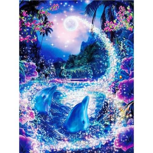 PDMDOG 5D DIY Diamond painting Landscape Starfish dolphins full square round Diamond embroidery Home Decoration love gift