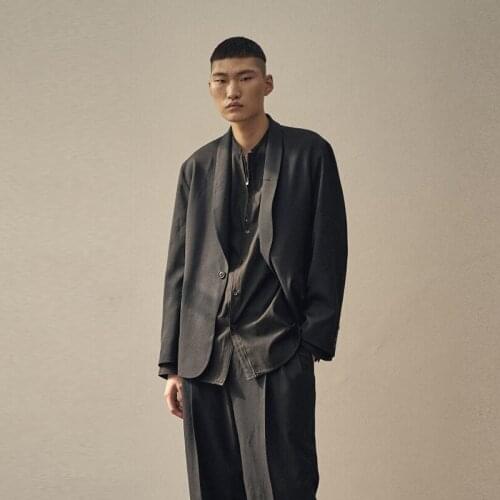 Men Fashion Vintage Black Casual Blazer Suit Jacket Male Streetwear Loose Hip Hop Gothic Stage Clothing Suit Coat Outerwear