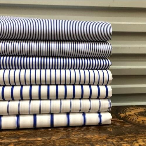 Hundred Percent Pure Cotton Stripes Cloth DIY Imitation Linen Cotton Blue And White 4 MM 2 MM 1 MM Double Stripes/1M
