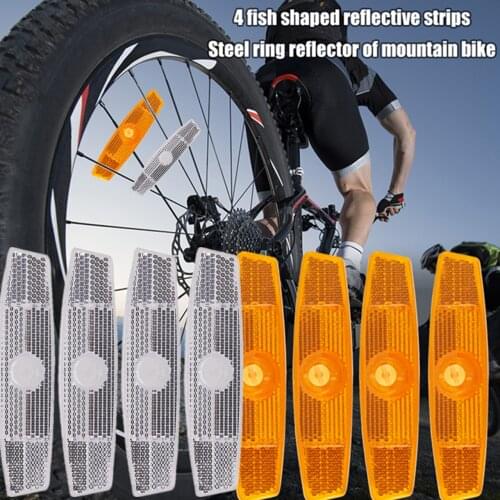 Bike Spoke Reflector 4pcs Mountain Bike Fish-shaped Steel Rim Spoke Reflectors Bicycle Wheel Rim Reflective Light Cycling Parts
