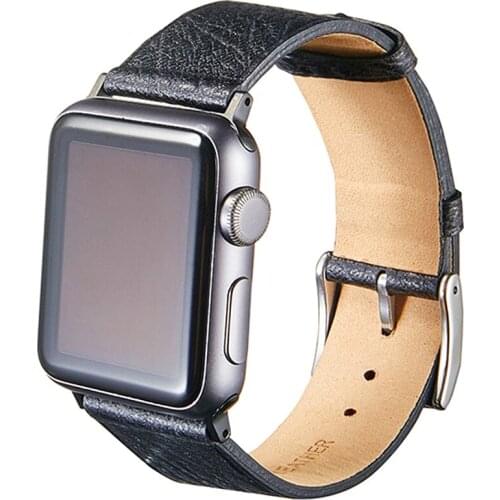 BEAFIRY Genuine Leather for Apple Watch Band 40mm 44mm Strap Watchband for iWatch 38mm 42mm 4 5 6 SE for Women Blue Black Red