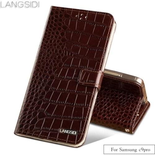 Luxury brand phone case Crocodile tabby fold deduction phone case For Samsung c9pro cell phone package All handmade custom