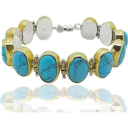 Silver Fully Hand Job Firüze Cubic Zirconia Women Authentic Blue Bileiklik