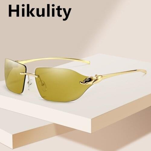 2021 New Luxury Brand Rimless Square Pilot Sunglasses For Men Vintage Alloy Leopard Leg Sun Glasses Female Gradient Sexy Shades