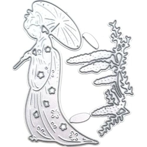 Antiquity Beauty with Umbrella Carbon Steel Cutting Dies DIY Scrapbooking Photo Album Embossing Paper Cards Making
