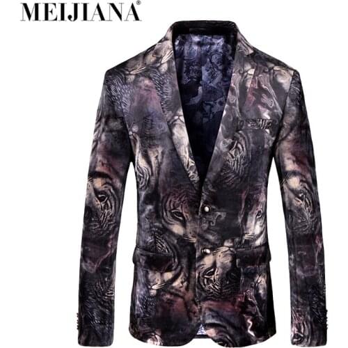 Wedding Fashion Party New Pattern Slim Blazers Tuxedo 2018 With Causal Jacket Brand Blazer Fit Mens Dress MEIJIANA