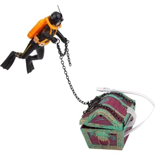 Treasure Treasure hunter Diver Decoration for Aquarium Fish Tank Black