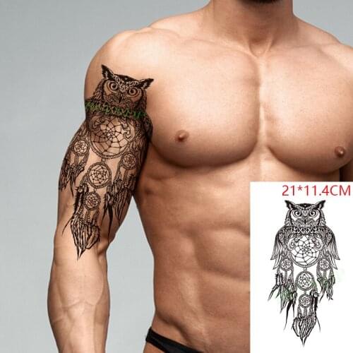 Waterproof Temporary Tattoo Stickers Owl Bird Feather Dreamcatcher Fake Tatto Flash Tatoo Leg Arm Back Art for Women Men
