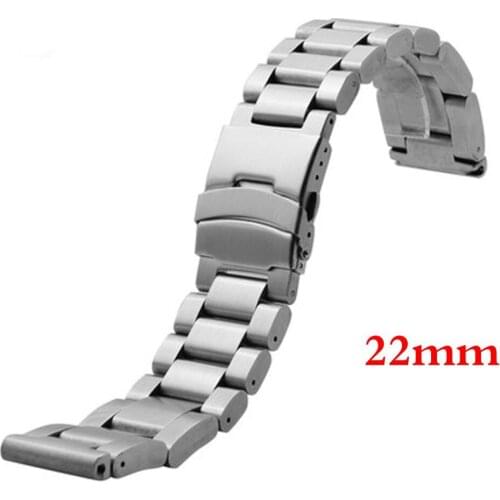 Good Quality Silvery 22mm Men Woman Stainless Steel Watch Band With 2 Spring Bars For Business Smart Watches Strap GD013522