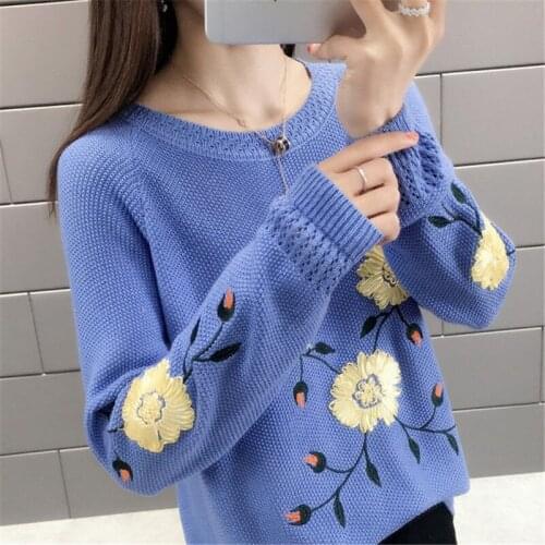 2021 Spring New Listing Hollow Flowers embroidery Sweater Fashion Women Clothing Casual with Sweater Women Fashion Retro Sweater