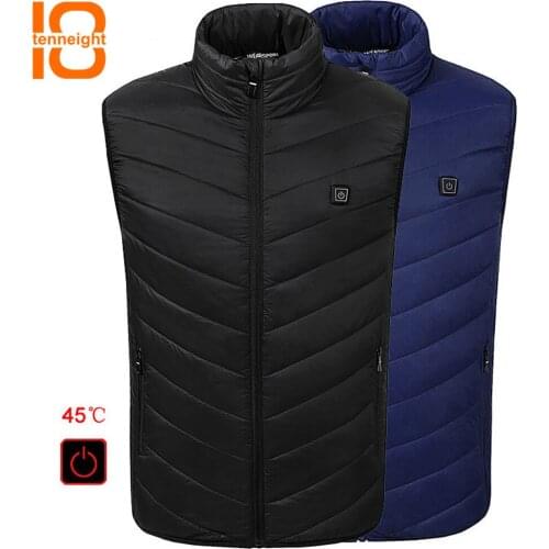 TENNEIGHT Men Women Heated Vest Heating Waistcoat Winter Jacket USB heating Thermal Warm down cotton vest hunting Fishing