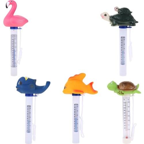 1pc Cartoon Animals Swimming Pool Thermometer ABS Water Temperature Meter Flamingo/Goldfish/Whale/tortoise/ Cute SPA Fish Pond