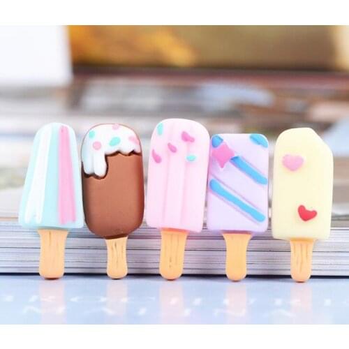 10pcs/lot Resin Kawaii Ice Cream Flat Back Home Decor Appliques DIY Wedding Scrapbook Craft