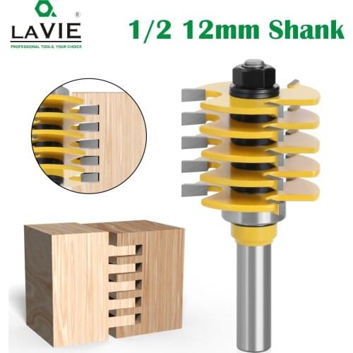 12MM 1/2" Shank 3 Teeth Box Finger Joint Router Bit Adjustable Woodworking Milling Cutter for Wood Hobbing Bits Cutters 03032
