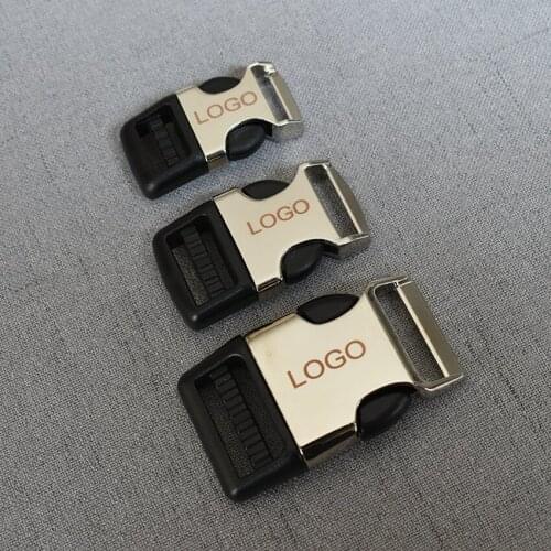 20 Pcs/Pack 15mm 20mm 25mm LOGO Metal Plastic Release Belt Buckle For Bag Backpack Pet Collar Necklace Bracelet Garment Sewing